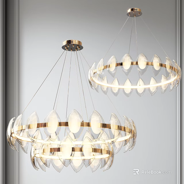 Luxury Modern Gold Chandelier With Circular Crystal Design For Interior Decor 3d model 