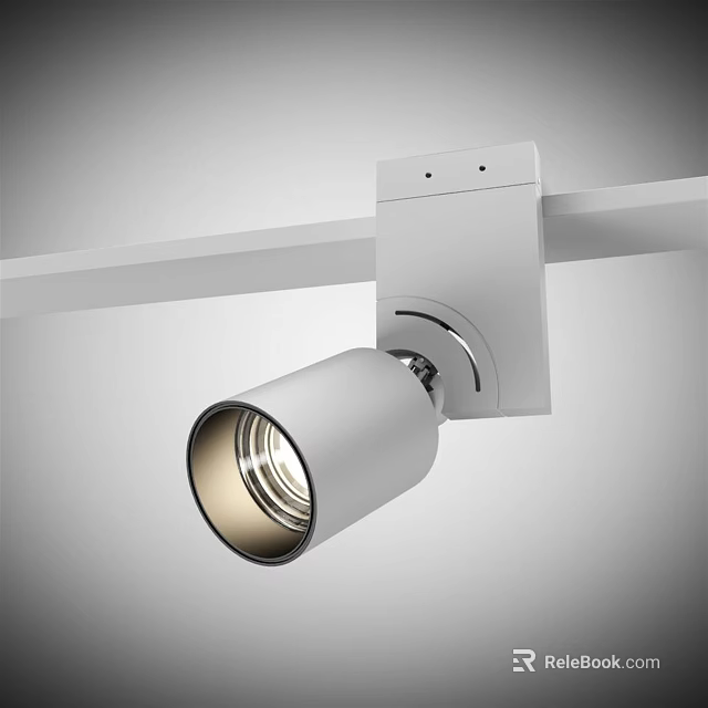 Modern Track Mounted Downlight Spotlight With White Finish And Adjustable Head 3d model