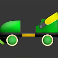 Green And Yellow Kids Costume With Toy Car Design And White Wheels