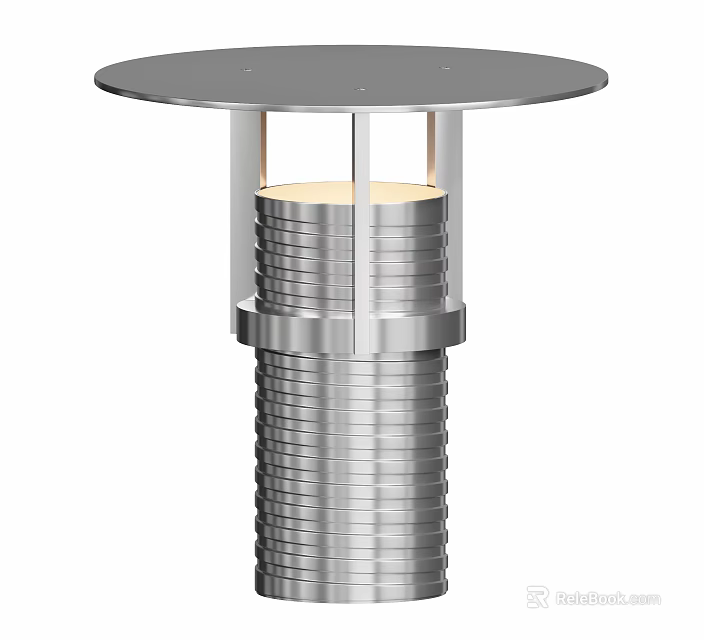 Sleek Silver Metal Table Lamp Featuring Cylindrical Structure And LED Light Source 3d model 