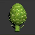 Fresh Green Artichoke With Tightly Packed Leaves On Dark Background