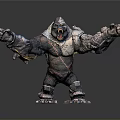 Fierce Armored Gorilla 3D Model With Open Mouth And Outstretched Arms
