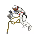 Space Themed Decorative Ornament Set With Astronaut Figure And Red Hose Design