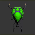 3D Sci Fi Creature With Green Carapace Blue Glowing Lines And Long Spiked Legs