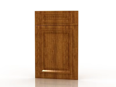 Brown Wooden Double Doors With Simple Panel Design For Kitchen Cabinet Interior 3d model