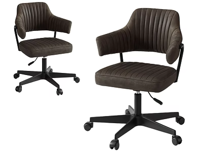 Modern Brown Office Chair with Quilted Back Armrests and Swivel Casters Base 3d model