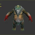 Fierce Goblin Character With Yellow Skin Red Hands White Beard Horns And Spotted Fur