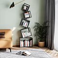 Modern Iron Multi-layer Storage Rack Floor-Standing Bookshelf Checked Bookshelf 3d model
