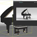 Elegant Black And White Pianos With Stools And Music Sheets Setup 3d model