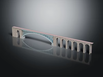 Stone and Metal Arch Bridge with Brick Piers and Reflected Surface Structure 3d model