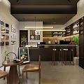 Modern Milk Tea Shop Interior With Cozy Wooden Tables Bar Counter And Green Plants