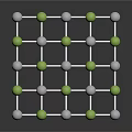3D Molecular Structure Model Of Organ And Hair With White Green Spheres And Cube