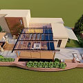 Roof Garden Design With Glass Structure Outdoor Seating And Green Plants