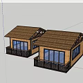 Rustic Wooden Guesthouse with Gabled Roof Large Windows Illuminated at Dusk Mountain Backdrop