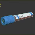 Medical Sampling Tube With Blue Cap White Body And Specimen Label On Reflective Surface