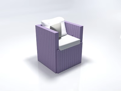 Modern Purple Woven Single Sofa with White Cushions Stylish Design 3d model
