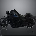 Vintage Black Motorcycle Model With Leather Seat And Silver Wheels