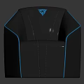 Modern Black Leather Gaming Chair With Blue Accent Lines And Ergonomic Design