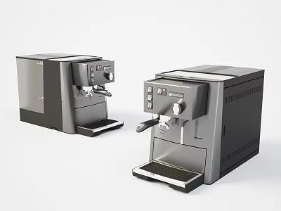 Modern Stainless Steel Espresso Coffee Machines With Control Panel And Lever Handles For Kitchen Appliances 3d model
