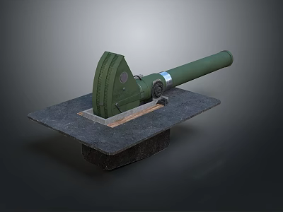 Green Industrial Cutting Equipment With Rotating Blade And Square Mounted Base 3d model