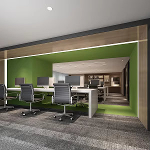 Modern public office area, office hall, opening office, open office 3d model
