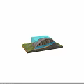 Topographical Terrain Cross Section With Rock Layers Green Vegetation And Blue Water