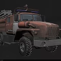 Heavy Duty Off Road Utility Vehicle With 6x6 Wheels And Roof Mounted Equipment