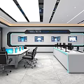 Modern High Tech Monitoring Control Room With Large Data Display And Ergonomic Operator Workstations