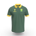Green Polo Shirt With Yellow Collar Cuffs And Rugby World Cup Chest Badge