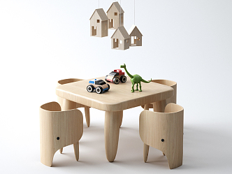 Nordic Children's Table and Chair Kindergarten Table and Chair Combination 3d model