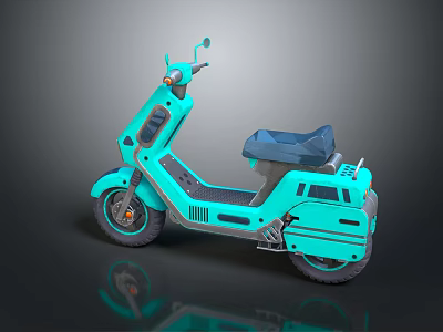 Light Blue Electric Scooter With Modern Design Dark Blue Seat And Sleek Body 3d model