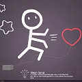 Neon Light Combination Featuring Stick Figure Glowing Stars And Red Heart Decor