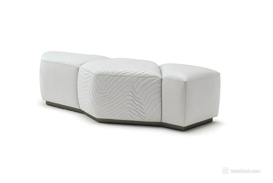 Stylish Modern White Leather Sofa Bench With Wave Pattern Modular Living Room Design 3d model 