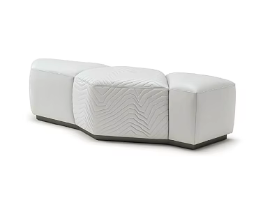 Stylish Modern White Leather Sofa Bench With Wave Pattern Modular Living Room Design 3d model