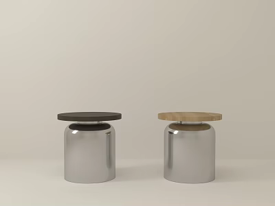 Modern Stools Featuring Silver Metal Base And Round Black Wooden Top Design 3d model