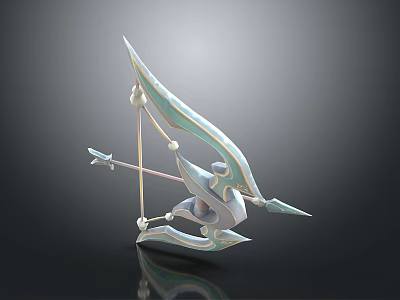 Elegant Fantasy Elven Bow Weapon With Intricate Crystal Design And Decorative Arrow 3d model