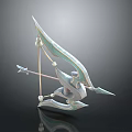 Elegant Fantasy Elven Bow Weapon With Intricate Crystal Design And Decorative Arrow