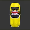 Yellow Sports Car With Union Jack Roof And Sleek Modern Design