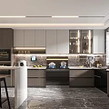 Modern Kitchen Interior Design With Marble Countertop Island Cabinets And Window Lighting