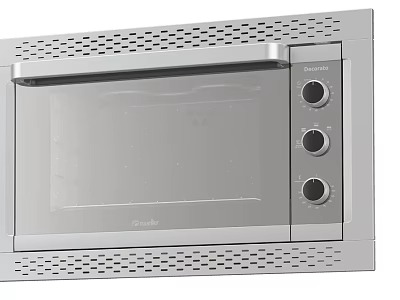 Modern Built in Oven With Stainless Steel Finish And Knobs 3d model