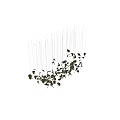 Leaf Shaped Illuminated Chandelier With Hanging Lights Against Black Backdrop 3d model