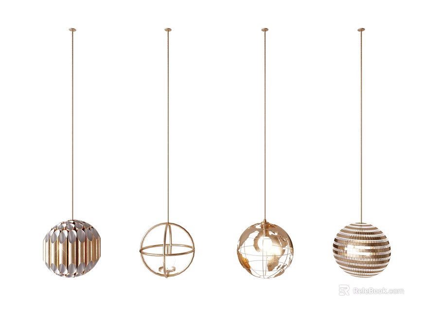 Modern Spherical Chandeliers With Four Different Design Styles For Home Decor 3d model 