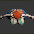 Stylish 3D Character With Red Hair Green Striped Bikini Top Blue Jeans And Sandals In Casual Look
