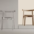 Modern Transparent Acrylic And Wooden Chairs With Stylish Minimalist Contemporary Design