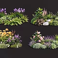 Colorful Garden Plant Combinations With Mixed Flowers Green Foliage And Stones