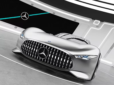 Mercedes Benz Concept Car Silver Body Front Grille And Headlights Modern Design 3d model