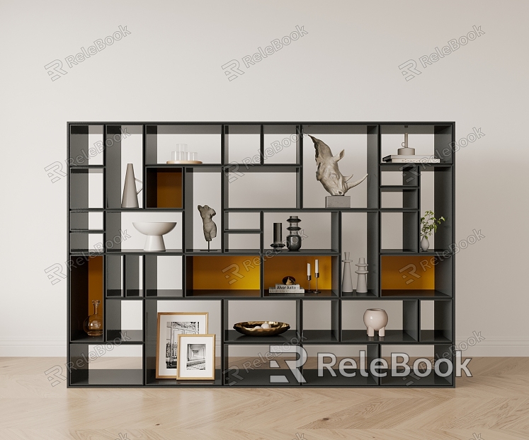 Modern fashion solid wood color contrast bookcase model