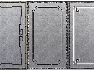 Gray Floor Tiles With Decorative Border Designs And Various Geometric Patterns 3d model