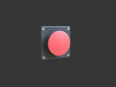 Modern Switch Panel With Red Round Button And Black Square Frame 3d model
