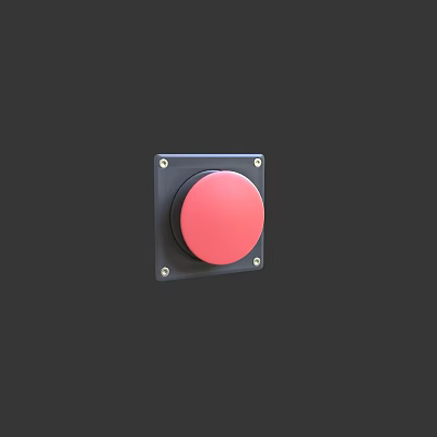 Modern Switch Panel With Red Round Button And Black Square Frame 3d model